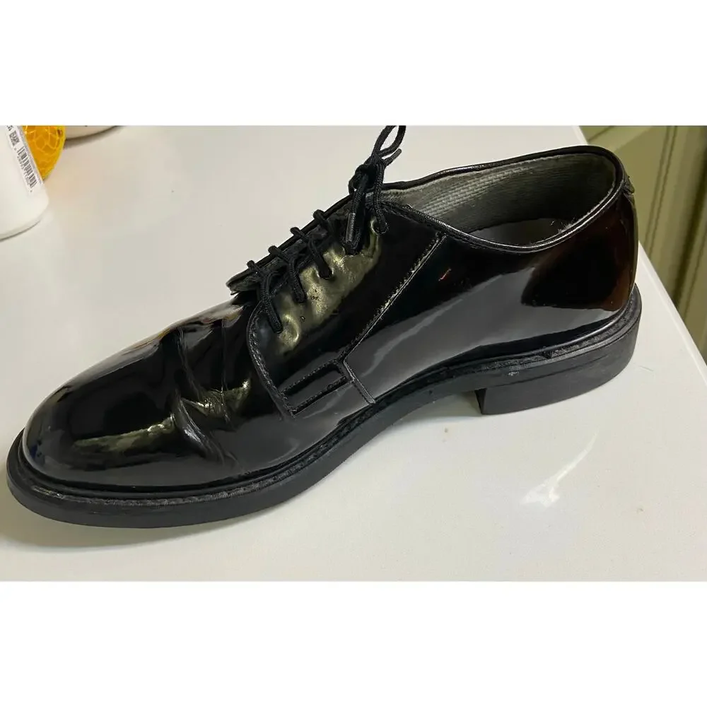 Bates Mens 9D Black High Gloss Military Uniform Dress Shoes GUC